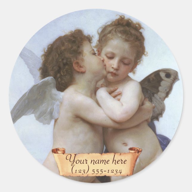 Cupid & Psyche Pre-Raphaelite Buchzeichen Runder Aufkleber (Vorderseite)