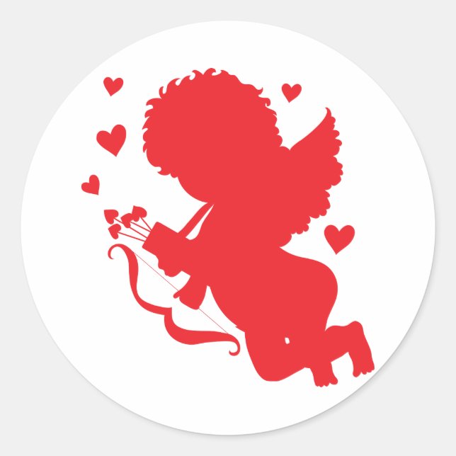 Cupid Red Silhouette Runder Aufkleber (Vorderseite)