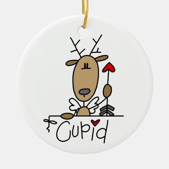 Cupid Rentier Weihnachtsgeschenke und Geschenke Keramikornament (Vorne)