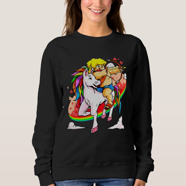 Cupid Riding Unicorn Valentine s Day Girls Kids Sweatshirt (Vorderseite)