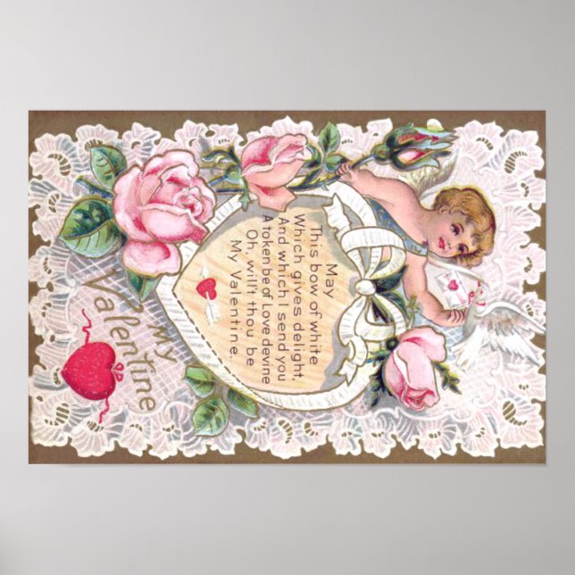 Cupid Rose Rose Dove Heart Arrow Poster (Vorne)