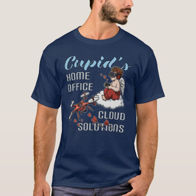 Cupid’s Home Office, Drone Valentine’s Day T-Shirt (Vorderseite)