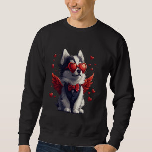 Cupid Sibirischer Husky Valentinstag Hund Lover Gi Sweatshirt