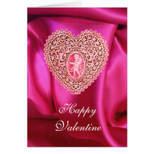 CUPID SPITZE HERZ SEIDE FUCHSIA ROSA STOFF