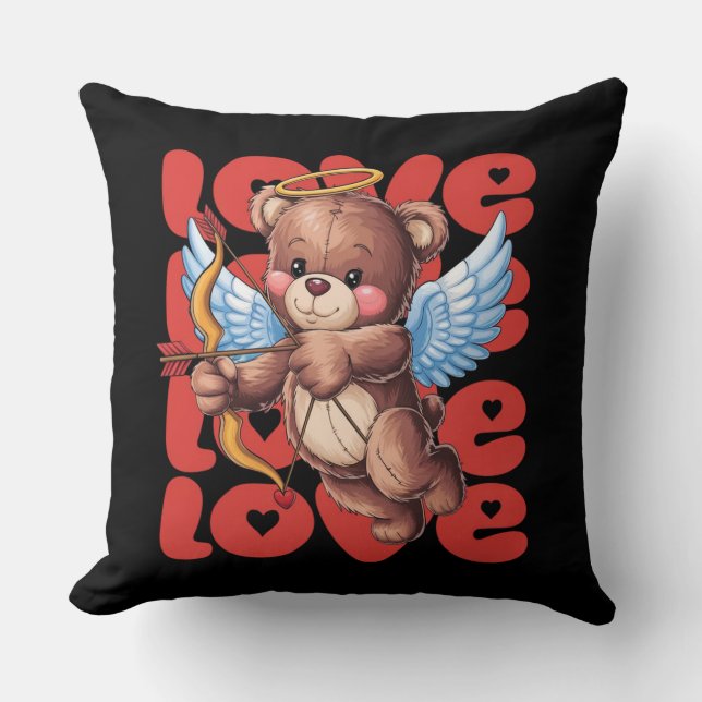 Cupid Teddy Bear - Valentinstag Liebe Kissen (Vorderseite)