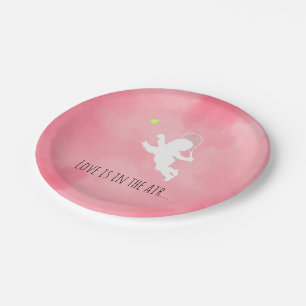 Cupid Tennis Herzballon Pappteller