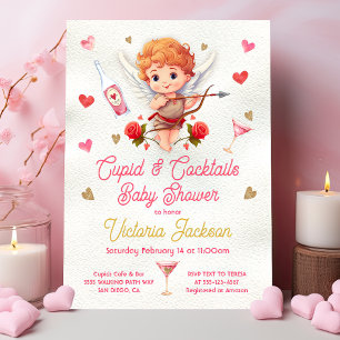 Cupid und Cocktails Valentinstag Babydusche Einladung