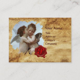 Cupid und Psyche als Kinder MONOGRAMM-Parchment Visitenkarte