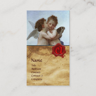 Cupid und Psyche als Kinder MONOGRAMM-Parchment Visitenkarte