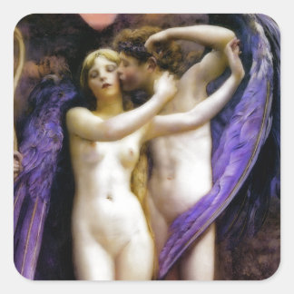 Cupid und Psyche Quadratischer Aufkleber