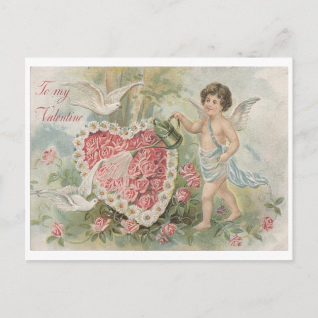 Cupid zu meinem Valentin | Vintager Valentinstag Postkarte (Vorderseite)