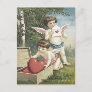 Cupido Cherub Engel Schachtel Herz Valentinstag Feiertagspostkarte