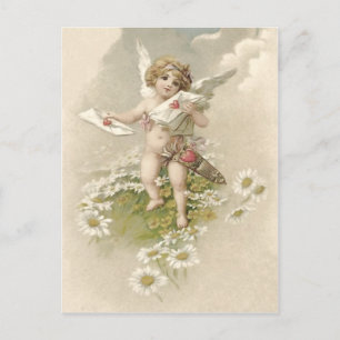 Cupido Cherub Engel Valentinstag Gänseblümchen Feiertagspostkarte