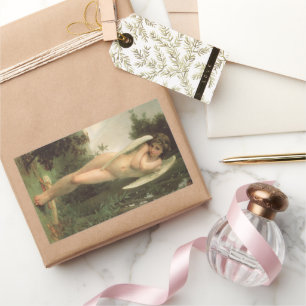 Cupido (Cupidon) Engelporträt von Bouguereau Rechteckiger Aufkleber