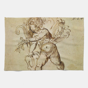 Cupido mit einer Violine von Domenico Campagnola Geschirrtuch