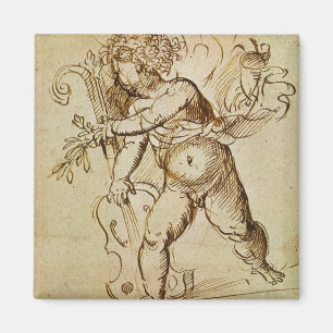 Cupido mit einer Violine von Domenico Campagnola Magnet