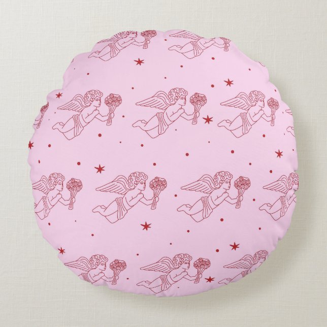 Cupidon-Muster Rundes Kissen (Vorderseite)