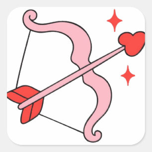 Cupidos Bogen und Liebespfeil – Süße Valentinsgruß Quadratischer Aufkleber