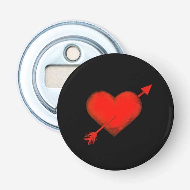 Cupid's Arrow Red auf Black Bottle Opener Flaschenöffner (Vorderseite)