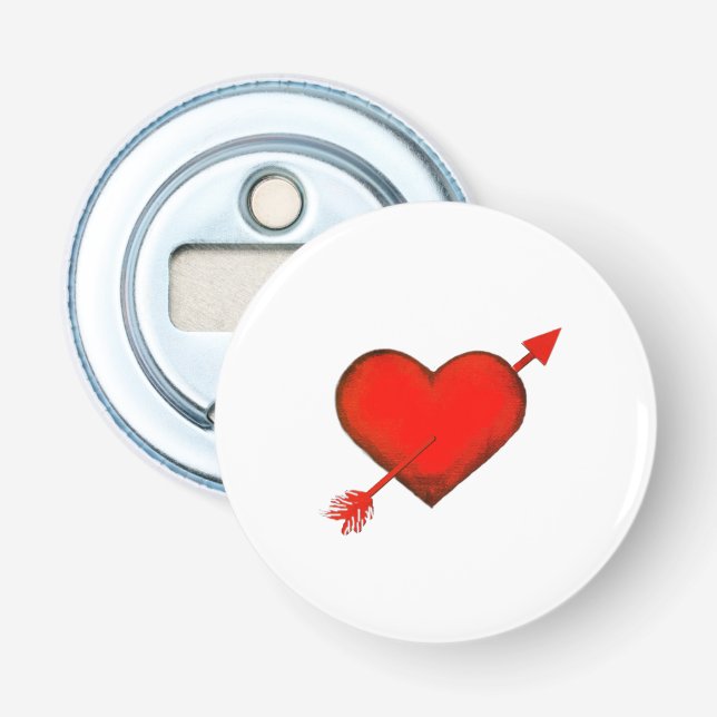 Cupid's Arrow Red auf White Bottle Opener Flaschenöffner (Vorderseite)