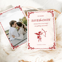 Cupids Arrow Red Vintage Hochzeit Save the Date