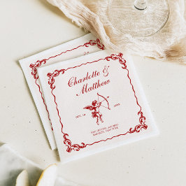 Cupids Arrow Red Vintage Hochzeit Serviette
