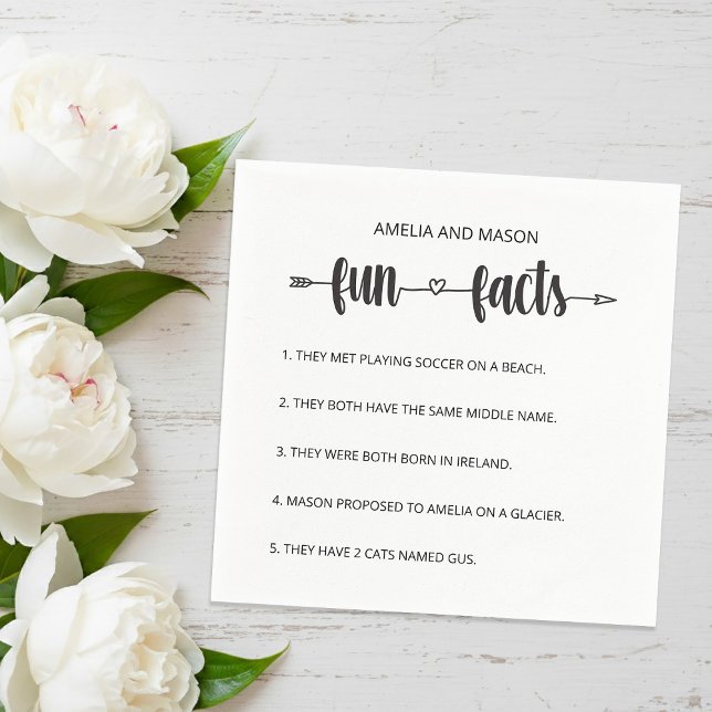 Cupid's Arrow Schrift Minimal Fun Facts Hochzeit Serviette (Cupid's Arrow Script Minimal Fun Facts Wedding Napkins)