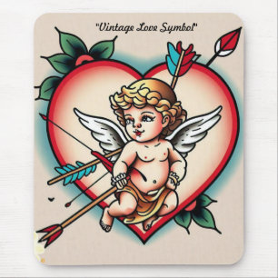 Cupid's Classic Heart Tattoo Mousepad