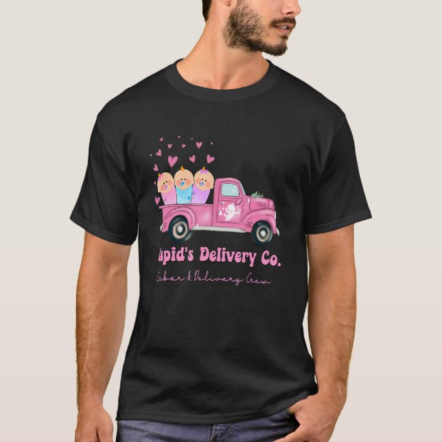 Cupid's Delivery Co Funny L&D Crew Valentines Day  T-Shirt (Vorderseite)