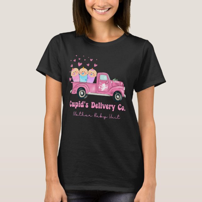 Cupid's Delivery Co Funny Mother Baby Nurse Valent T-Shirt (Vorderseite)