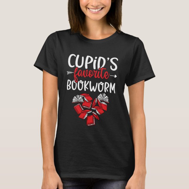 Cupid's Favorite Bookworm  Valentine's Day Book Re T-Shirt (Vorderseite)