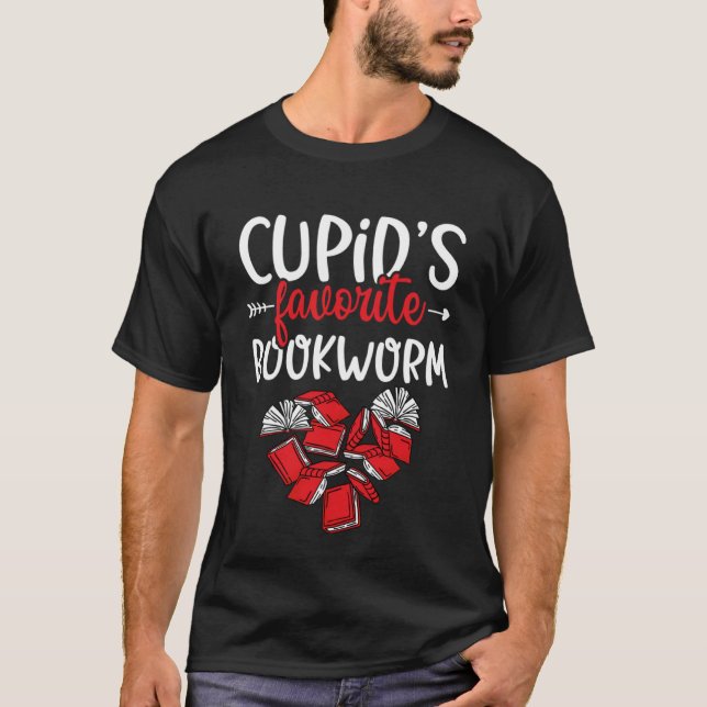 Cupid's Favorite Bookworm  Valentine's Day Book Re T-Shirt (Vorderseite)