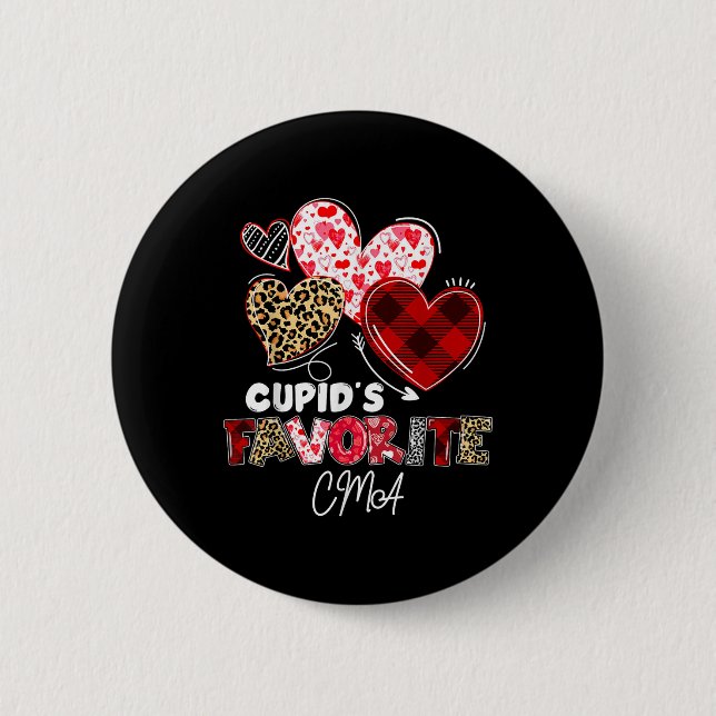 Cupids Favorite Cma Nurse Valentine Buffalo Karier Button (Vorderseite)