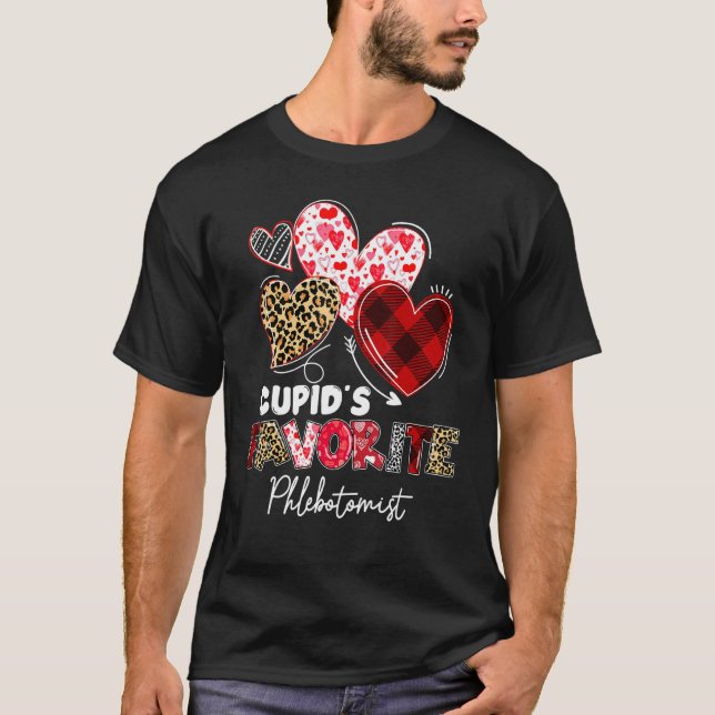 Cupid's Favorite Phlebotomist Valentine Phlebotomy T-Shirt (Vorderseite)