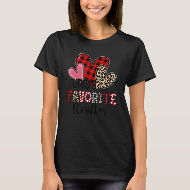Cupid's Favorite Realtor Three Hearts Valentine's  T-Shirt (Vorderseite)
