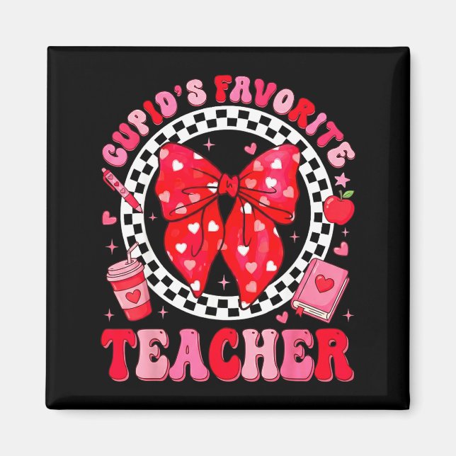 Cupids Favorite Teacher Student Coquette Bow Valen Magnet (Vorne)
