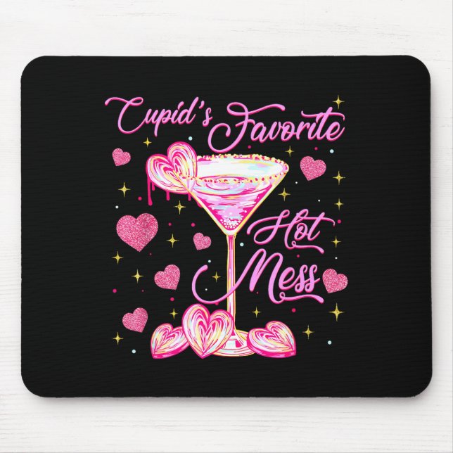 Cupids Hot Mess Coquette Valentinstag Martini Vale Mousepad (Vorne)