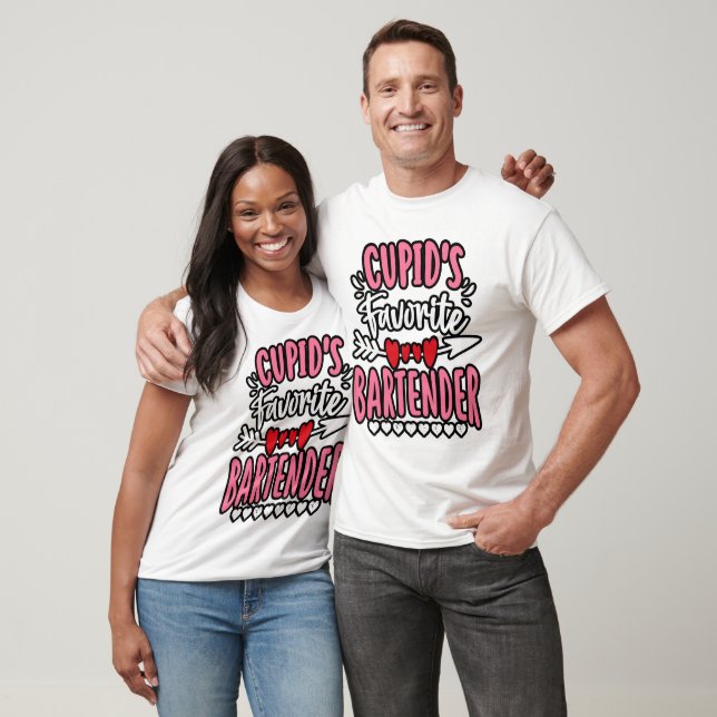 Cupids Lieblings-Barkeeper-Valentinstag Matching T-Shirt (Unisex)