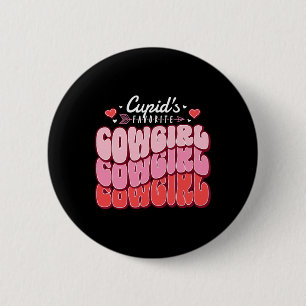 Cupids Lieblings-Cowgirl Valentinstag-Herzen Button