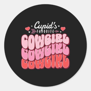 Cupids Lieblings-Cowgirl-Valentinstag-Herzen Runder Aufkleber