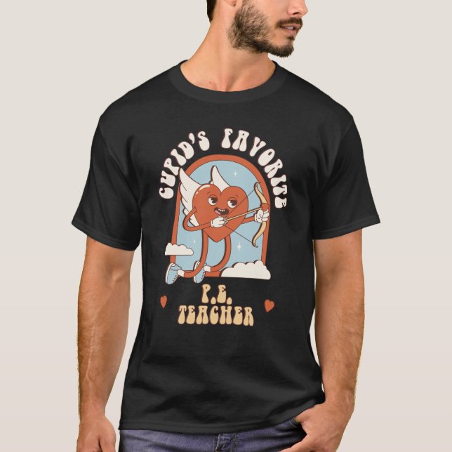 Cupids Lieblings-P-E-Lehrer Niedlich Groovy T-Shirt (Vorderseite)
