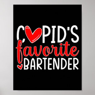 Cupids Lieblingsbarkeeper Lustige Herzen Valentins Poster