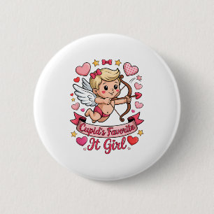 Cupids Lieblingsmädchen Valentinstag Rosa Herz Äst Button
