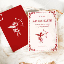 Cupids Pfeil Rote Vintage-Hochzeit Termin merken