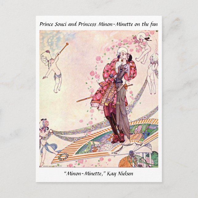 Cupids, Prinzessin und Prince auf einem magischen  Postkarte (Vorderseite)