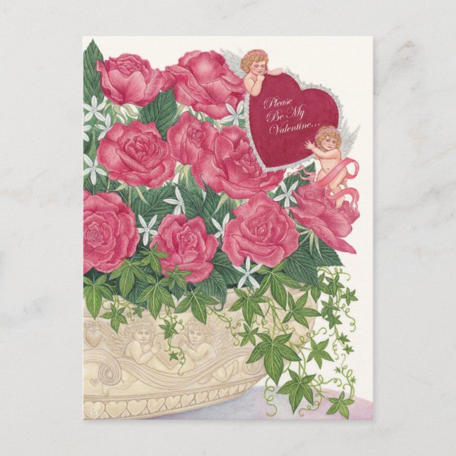 Cupids & Rose Valentine Postkarte (Vorderseite)