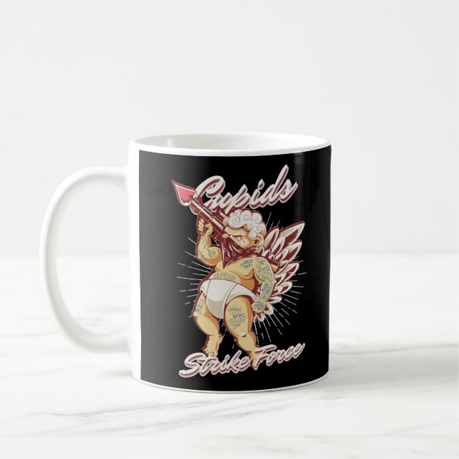 CUPIDS STRIKE FORCE lustiger Cupidin-Valentinstag Kaffeetasse (Links)