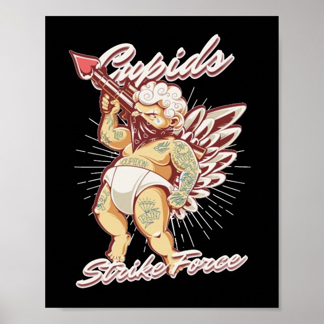 CUPIDS STRIKE FORCE lustiger Cupidin-Valentinstag Poster (Vorne)