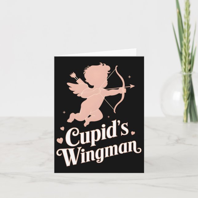Cupids Wingman Funny Valentine's Day Angel Design Karte (Vorderseite)