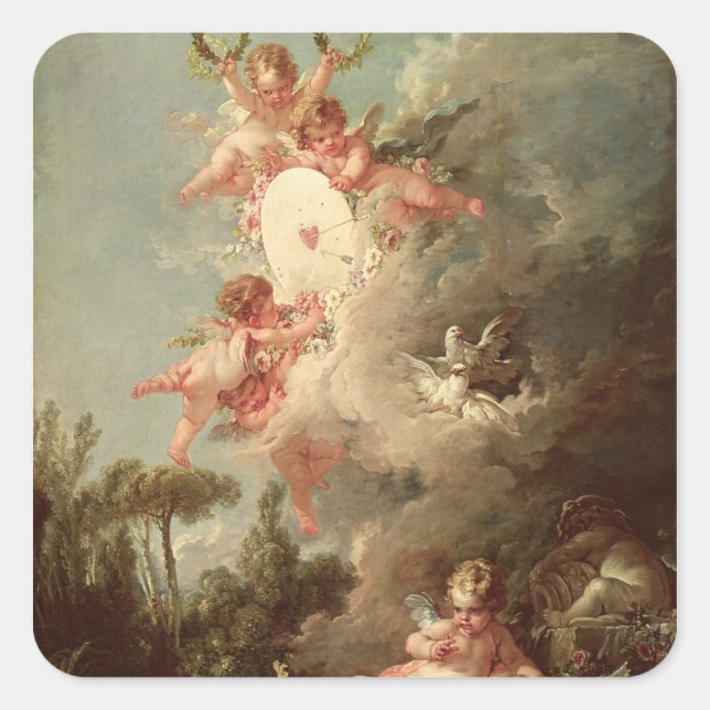 Cupids Ziel von 'Les Amours des Dieux' Quadratischer Aufkleber (Vorderseite)